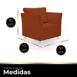 Poltrona Decorativa para Quarta, Sala e Escritorio Lisboa Suede Terracota- Modena Decor - 3