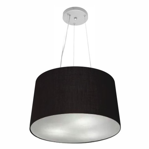 Lustre Pendente Cone Vivare Md-4153 Cúpula em Tecido 30/45x40cm - Bivolt - Preto - Bivolt