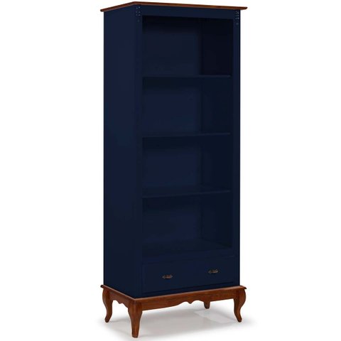 Estante Linz Pés Luis Xv 205 X 90 X 40 Cm (a X L X P) - Cor Azul Petróleo/imbuia Glazer