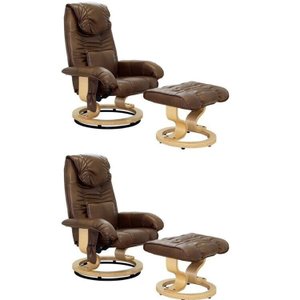 Conjunto com 2 Poltronas de Massagem com Apoio para Pés Louisiana
