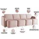 Ver imagem 5 de Sofá Cama para Sala de Estar 5 Lugares 436cm Montserrat K01 Veludo Rosê - Lyam Decor