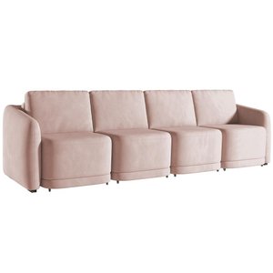 Sofá Cama para Sala de Estar 5 Lugares 436cm Montserrat K01 Veludo Rosê - Lyam Decor