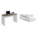 Ver imagem 2 de Escrivaninha Mesa Escritório Minimalista Toq com com Chave 2 Gavetas 120cm Olmo e Branco Artany