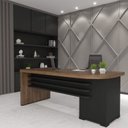 Ver mais imagens de Escrivaninha Mesa Escritório em Tamburato com 180cm Charuto e Preto Marrom Artany