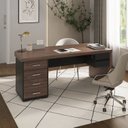 Ver imagem 1 de Escrivaninha Mesa Escritório em Tamburato com 180cm Charuto e Preto Marrom Artany