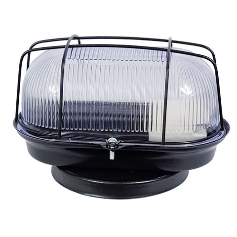 Arandela Luminária Oval Tartaruga Preta Aço Vidro Resistente