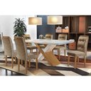 Ver imagem 1 de Sala de Jantar Completa C/ Tampo Canto Reto 180cm + 6 Cadeiras Imbuia Chocolate Capuccino