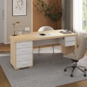 Ver imagem 1 de Escrivaninha Mesa Escritório em Tamburato com 180cm Carvalho e Branco Artany