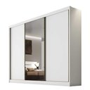 Ver imagem 1 de Guarda-Roupa Casal 3 Portas c/ Espelho 6 Gavetas Logan Novo Horizonte Cor:Branco