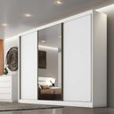 Ver imagem 2 de Guarda-Roupa Casal 3 Portas c/ Espelho 6 Gavetas Logan Novo Horizonte Cor:Branco