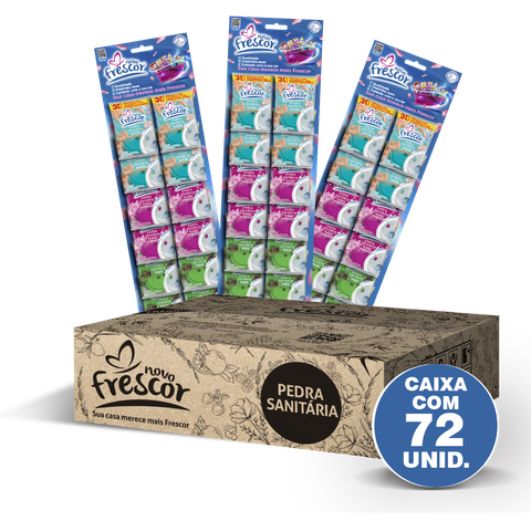 Kit 72 Unidades Detergente Pedra Sanitária 22g Novo Frescor - 6 Pacotes X 12 Unidades Vaso Odorizant
