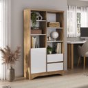 Ver imagem 3 de Conjunto 2 Peças com Escrivaninha Florence com Pés Ripado e Estante Multiuso Space Olmo Branco Bege Artany