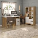 Ver imagem 1 de Conjunto 2 Peças com Escrivaninha Florence com Pés Ripado e Estante Multiuso Space Olmo Branco Bege Artany