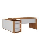 Ver mais imagens de Escrivaninha Mesa Escritório em L Diretor com Armário e 2 Gavetas 170cm Freijó E Branco