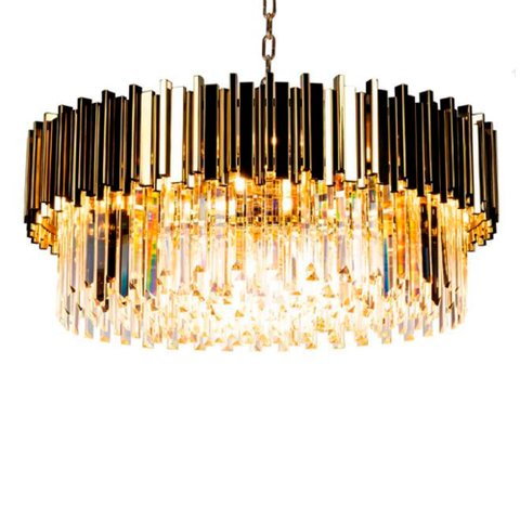 Lustre Clássico Estocolmo em Metal e Cristal para Sala de Jantar e Ambientes Modernos - 30x75cm