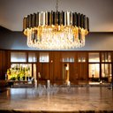 Ver imagem 2 de Lustre Clássico Estocolmo em Metal e Cristal para Sala de Jantar e Ambientes Modernos - 30x75cm