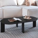 Ver imagem 1 de Mesa de Centro Orgânica Chanfrada Artesano 120 Cm (largura) em Mdp Nero (preto) Pés Madeira Maciç