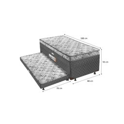 Bicama Box Baú Solteiro Conjugado Espuma com Cama Auxiliar Bicama 3 em 1 - Matelassê Cinza - 3