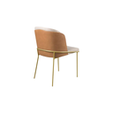 Ver imagem 6 de Cadeira Decorativa Sala Jantar Aurora Base Gold Linho Bege /Courino Caramelo - Montanaris Decor