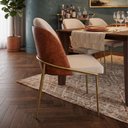 Ver imagem 7 de Cadeira Decorativa Sala Jantar Aurora Base Gold Linho Bege /Courino Caramelo - Montanaris Decor