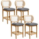 Ver imagem 1 de Kit 4 Banquetas Baixa Bar Cozinha Sala de Jantar Betta L02 Mel Tela Linho Cinza Escuro - Lyam Decor