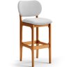 Banqueta Alta Bar Cozinha Sala Jantar Fixa Betta L02 Imbuia Linho Cinza - Lyam Decor - 1