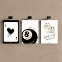 Ver imagem 2 de Kit 3 Quadro Decorativo Baralho Sinuca Dados Sorte Quarto Qualidade Premium Moderno 28x20cm