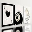 Ver imagem 1 de Kit 3 Quadro Decorativo Baralho Sinuca Dados Sorte Quarto Qualidade Premium Moderno 28x20cm