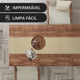 1 Caminho Trilho Mesa Impermeável PVC Nápoli Bege 42x140 - 3