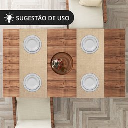 1 Caminho Trilho Mesa Impermeável PVC Nápoli Bege 42x140 - 7