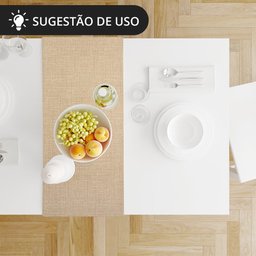 1 Caminho Trilho Mesa Impermeável PVC Nápoli Bege 42x140 - 6
