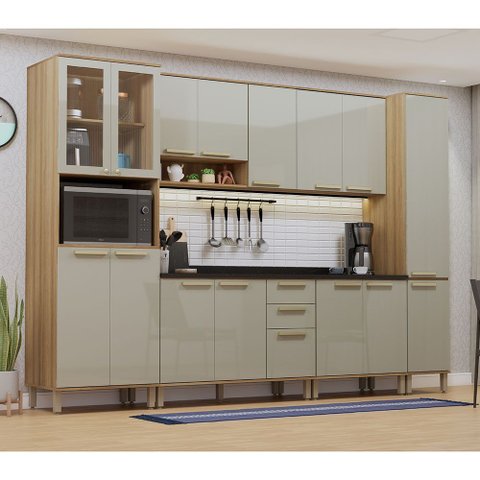 Cozinha Modulada Completa 6 Peças com Tampos e sem Pia Isis Luciane Móveis
