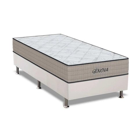 Cama Box Solteiro: Colchão Espuma D45 Orthoflex Genova + Base Crc Courano White(88x188)