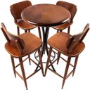 Ver imagem 1 de Conjunto de Mesa Bistro Redonda em Madeira com 4 Banquetas para Varanda Pequena