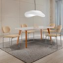 Ver imagem 1 de Conjunto Sala de Jantar Mesa Malta 120cm Tampo Laqueado Vidro Canto Moeda e 4 Cadeiras Marchezine