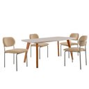 Ver imagem 2 de Conjunto Sala de Jantar Mesa Malta 120cm Tampo Laqueado Vidro Canto Moeda e 4 Cadeiras Marchezine