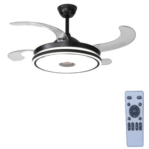 Ventilador Teto Retrátil Led Controle Remoto e Som Bluetooth Preto