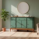 Ver imagem 2 de Balcão Linz 4 Portas 3 Gavetas Pés Luis Xv 99 X 175 X 45 Cm (a X L X P) - Cor Verde Musgo/imbuia