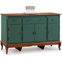 Ver imagem 1 de Balcão Linz 4 Portas 3 Gavetas Pés Luis Xv 99 X 175 X 45 Cm (a X L X P) - Cor Verde Musgo/imbuia