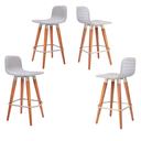 Ver imagem 3 de Cj 4 Meia Banquetas Línea Envernizada Madeira e Aço Cinza