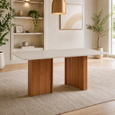 Ver imagem 1 de Mesa de Jantar 6 Lugares 180 cm Vidro Eva Yescasa Cinamomo/Offwhite