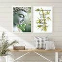 Ver imagem 2 de Kit 2 Quadros Princípios do Reiki - Buda 24x18cm:madeira Branca