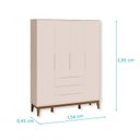 Ver imagem 5 de Roupeiro Elfe Classic 4 Portas 3 Gavetas Rosa Fosco Madeira