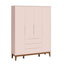 Ver imagem 1 de Roupeiro Elfe Classic 4 Portas 3 Gavetas Rosa Fosco Madeira