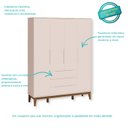 Ver imagem 4 de Roupeiro Elfe Classic 4 Portas 3 Gavetas Rosa Fosco Madeira