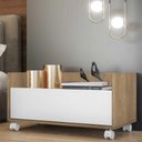 Ver imagem 1 de Mesa de Cabeceira 80cm com Rodízios Multimóveis Rustic/Branco