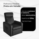 Ver imagem 2 de Poltrona Madrid Reclinável Retrátil para Sala com Design Moderno e Confortável Veludo Preto