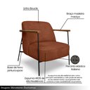 Ver imagem 3 de Kit 2 Poltronas Sala de Estar Pés em Ferro Preto Braço Madeira Maciça 86cm Thane Bouclê Terracota G6