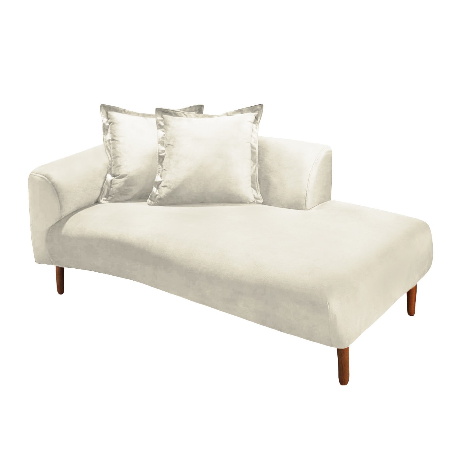 Recamier Divã Barcelona 140cm Suede Bege - Lares Decor