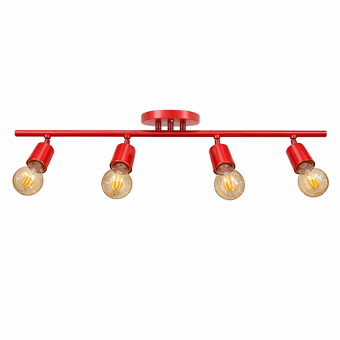 Spot Trilho Koppla Aluminio Teto e27 4 Luzes Lumini Lab - Vermelho Brilhante